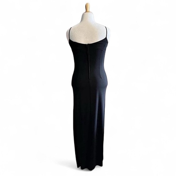 VTG Y2K Betsy & Adam Black Beaded Slip Gown Sz 10 Mesh Prom Evening Maxi Dress - Picture 2 of 5